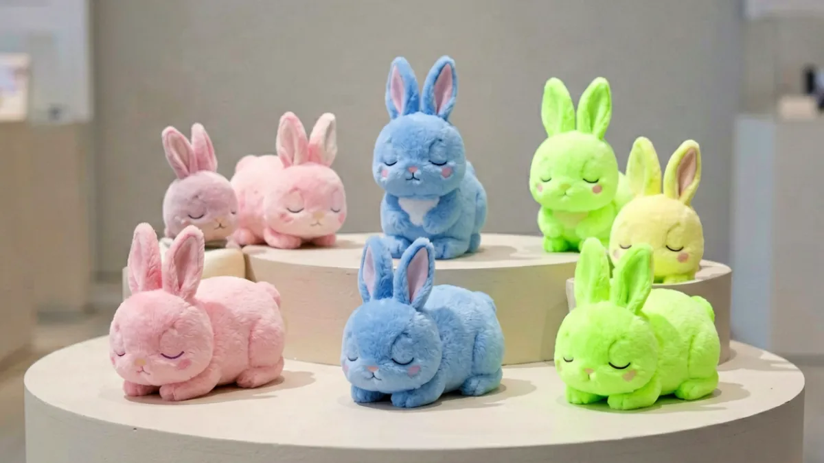困困兔最新联名与限定新品集合展示，包含多款不同配色与造型的公仔摆在一起